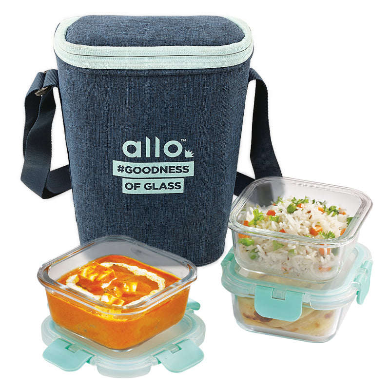Averll Safe Glass Lunch box  | Set Of 3 | Multiple Colors