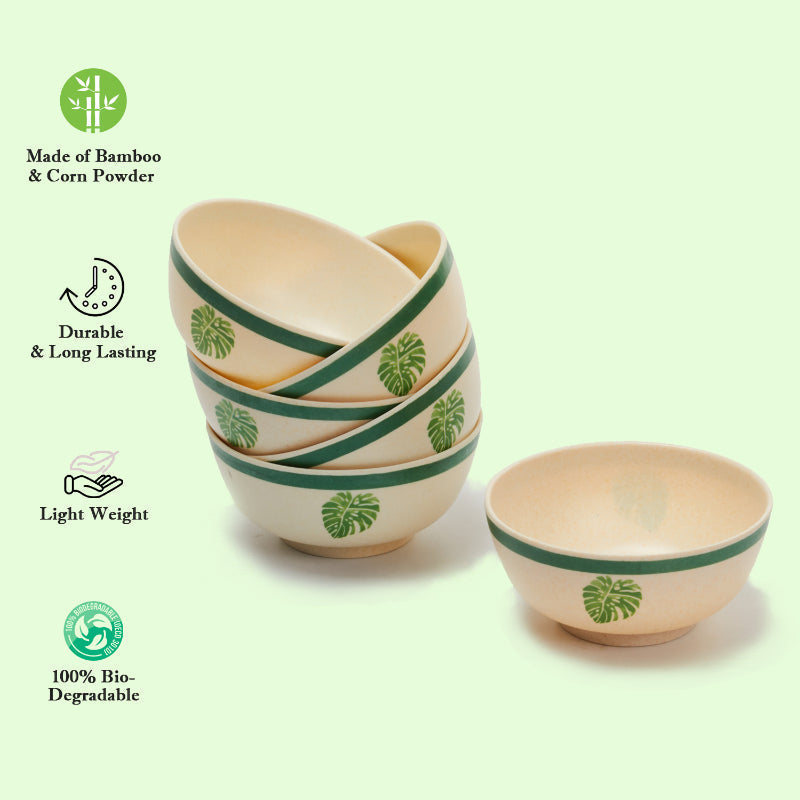 Bamboo Fibre Dinner Sets  | Set of 12 | Leaf Design, Wooden Design, Stonewash, Cement