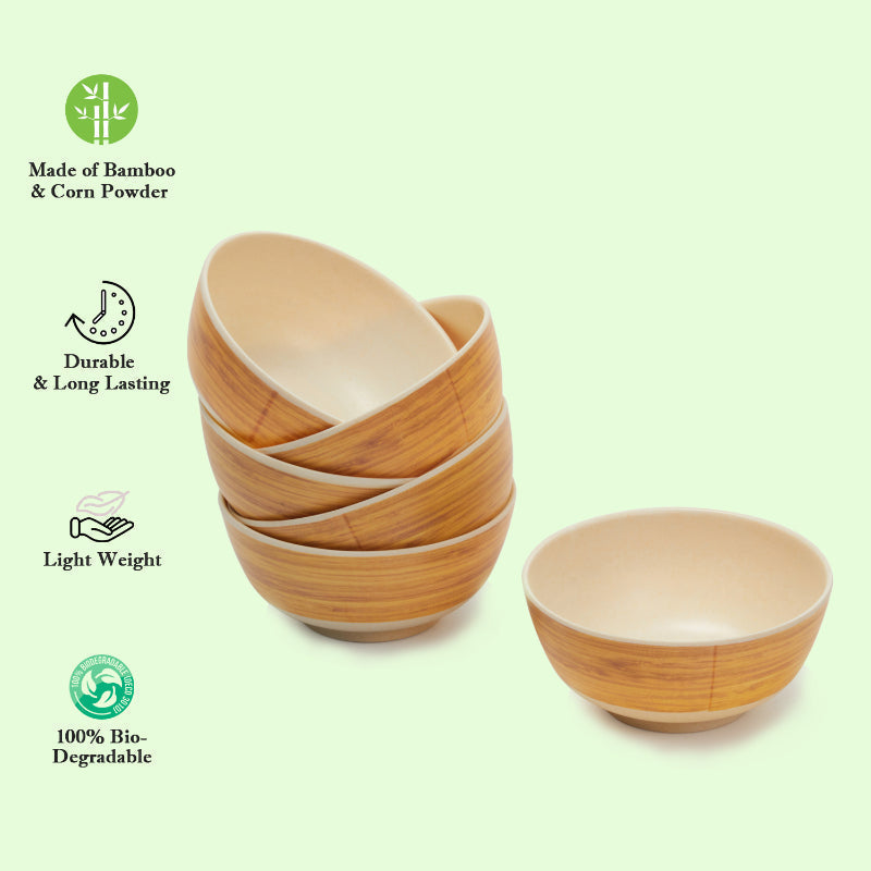 Bamboo Fibre Dinner Sets  | Set of 12 | Leaf Design, Wooden Design, Stonewash, Cement