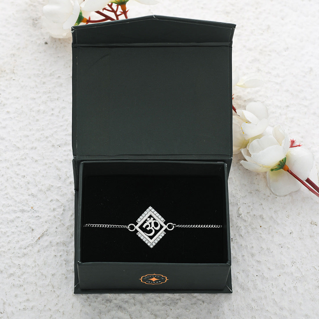 trueBrowns 925 Sterling Silver Precious OM Bracelet Rakhi