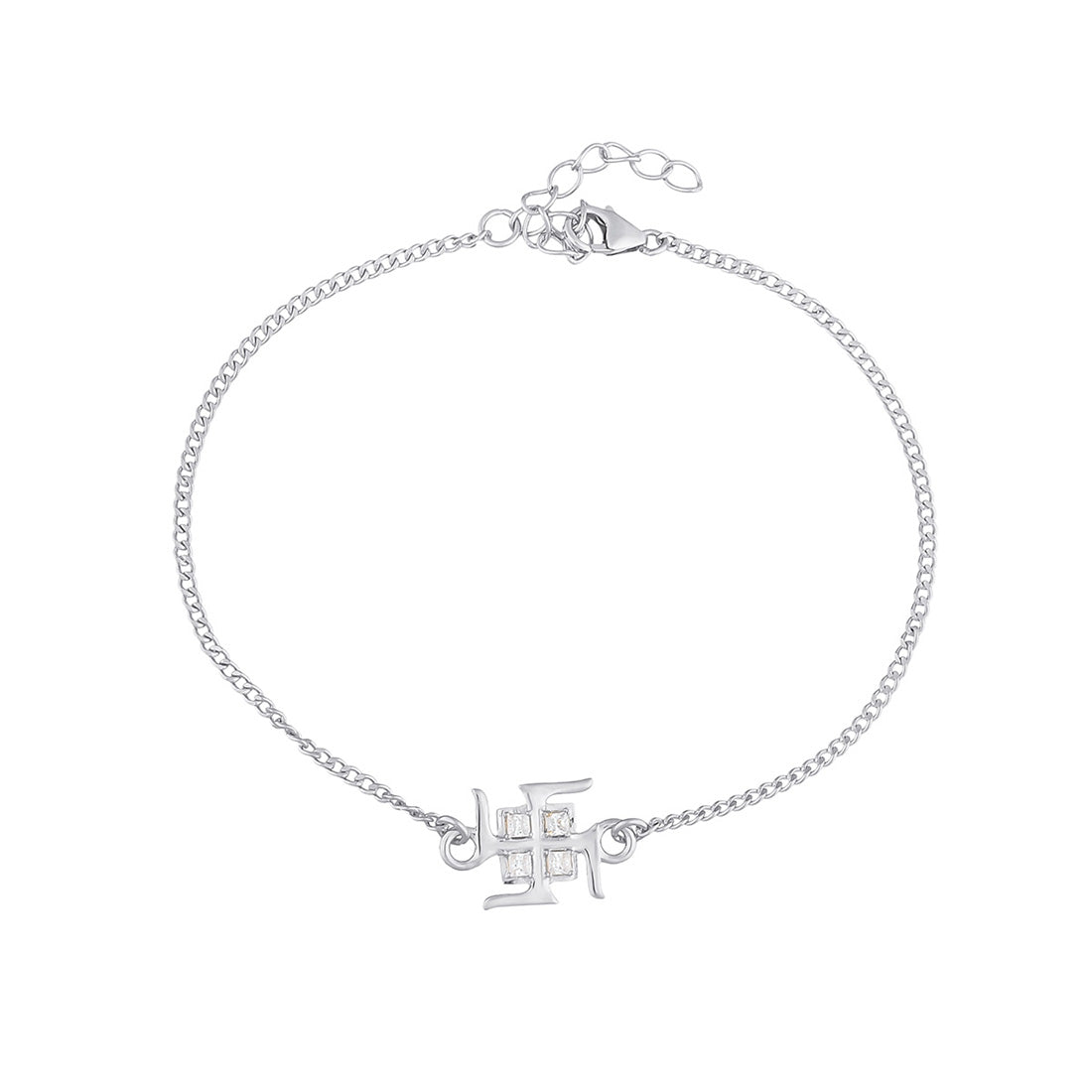 trueBrowns 925 Sterling Silver Precious Swastik Bracelet Rakhi