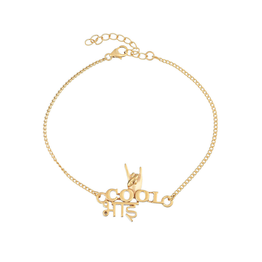 trueBrowns 925 Sterling Silver Gold-Polished Classic Cool Bhai Bracelet Rakhi