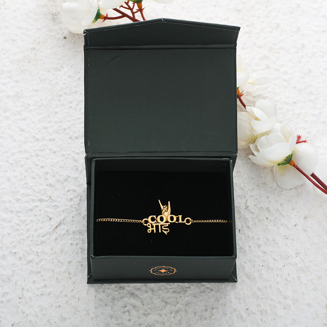 trueBrowns 925 Sterling Silver Gold-Polished Classic Cool Bhai Bracelet Rakhi
