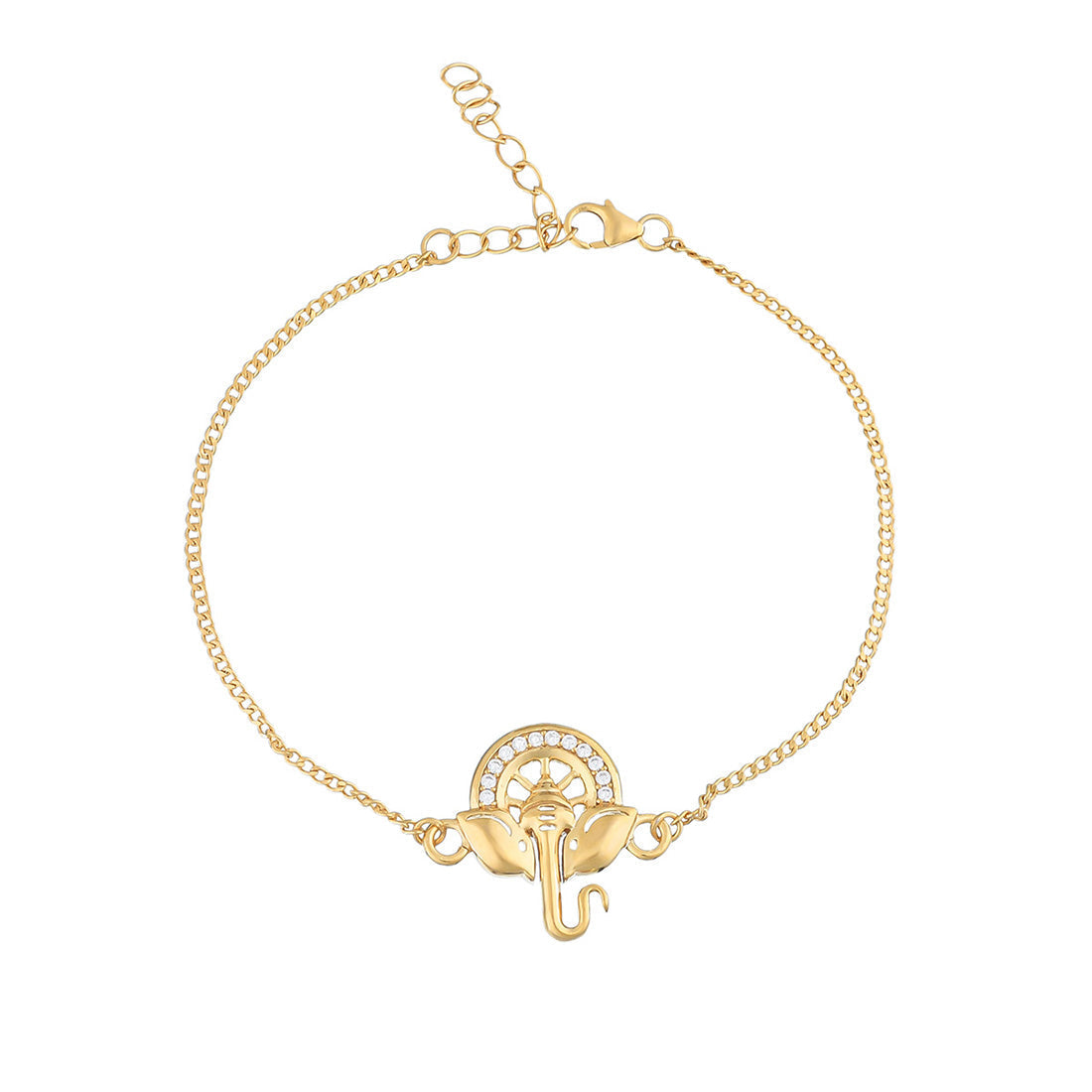 trueBrowns 925 Sterling Silver Gold-Polished Ganesha Bracelet Rakhi