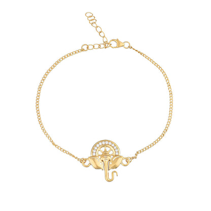 trueBrowns 925 Sterling Silver Gold-Polished Ganesha Bracelet Rakhi
