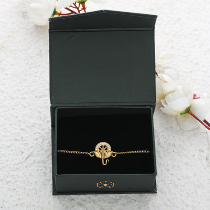 trueBrowns 925 Sterling Silver Gold-Polished Ganesha Bracelet Rakhi