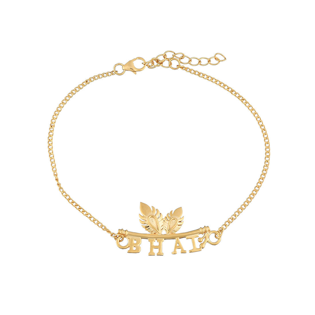 trueBrowns 925 Sterling Silver Gold-Polished Gold Micron Plated Bhai Bracelet Rakhi