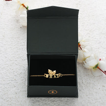 trueBrowns 925 Sterling Silver Gold-Polished Gold Micron Plated Bhai Bracelet Rakhi