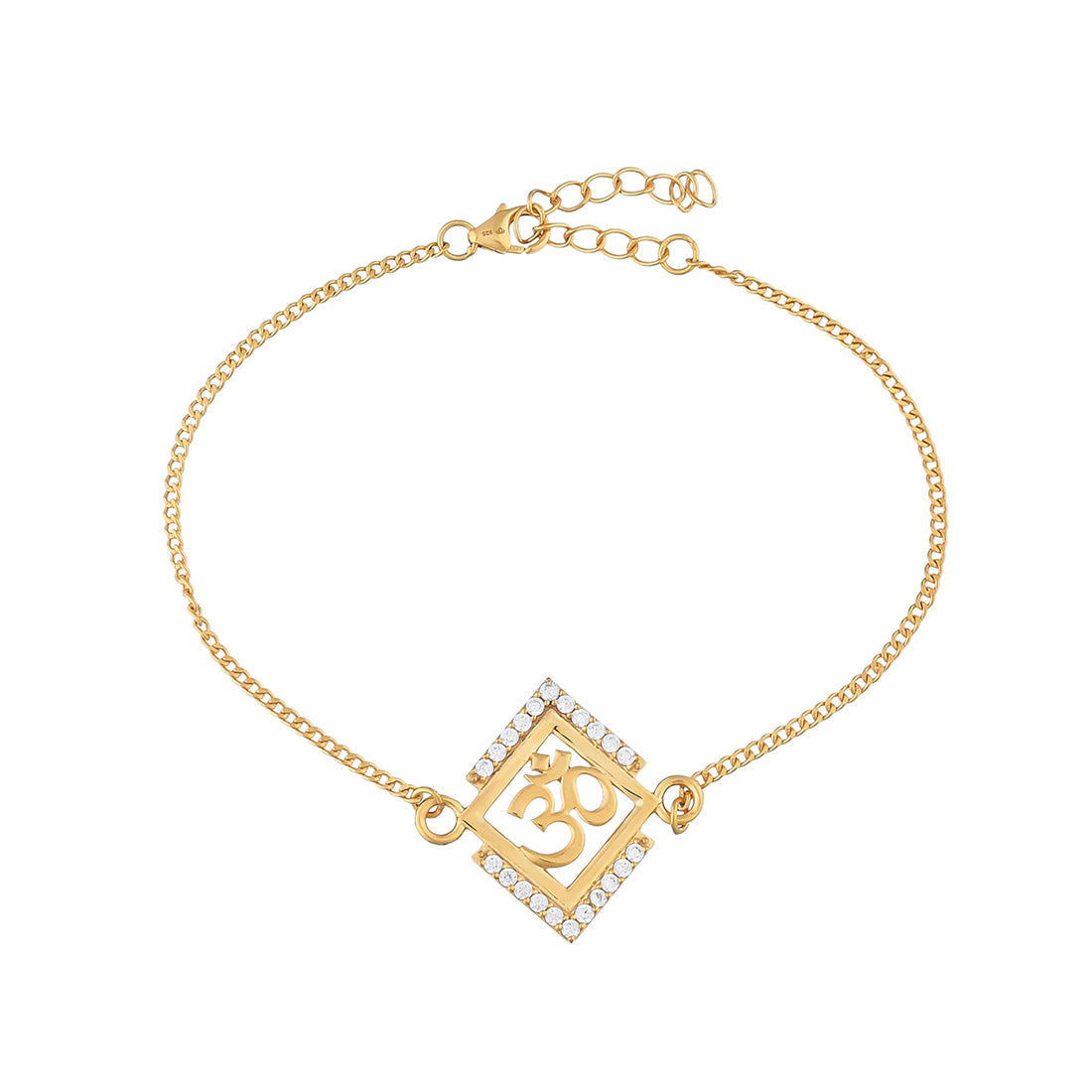 trueBrowns 925 Sterling Silver Auspicious Om Gold-Polished Gold Micron Plated Bracelet Rakhi