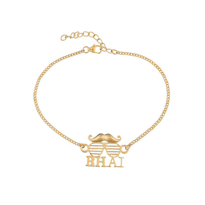 trueBrowns 925 Sterling Silver Gold-Polished Gold Micron Plated Bhai Bracelet Rakhi