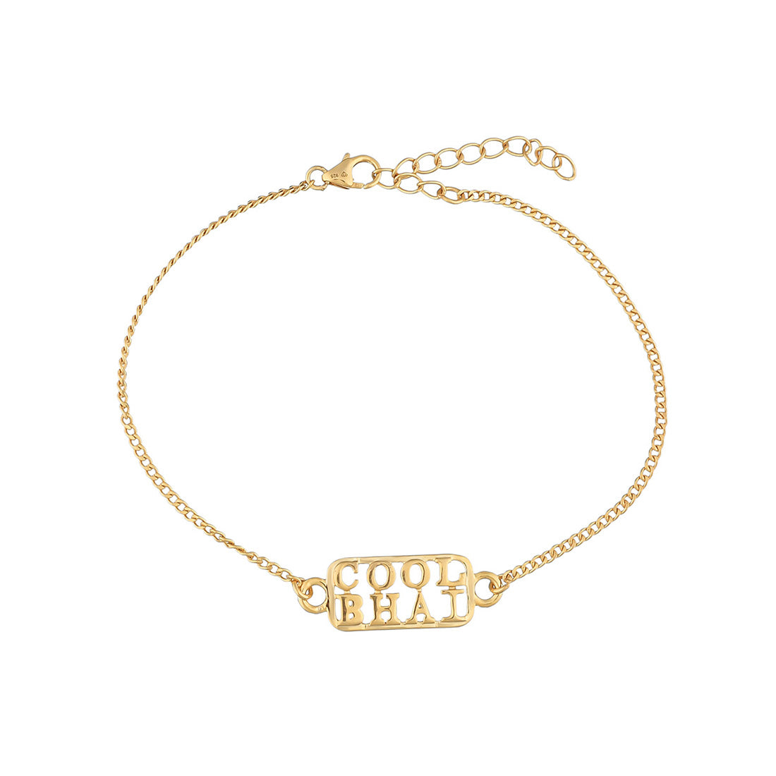 trueBrowns 925 Sterling Silver Gold-Polished Gold Micron Plated Cool Bhai Bracelet Rakhi