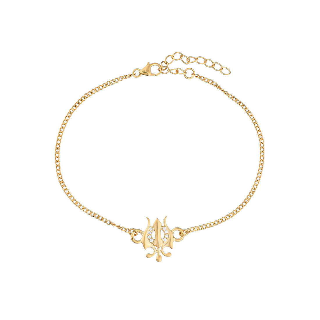 trueBrowns 925 Sterling Silver Gold-Polished Gold Micron Plated Trishul Bracelet Rakhi