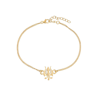 trueBrowns 925 Sterling Silver Gold-Polished Gold Micron Plated Trishul Bracelet Rakhi