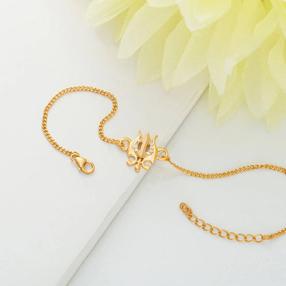 trueBrowns 925 Sterling Silver Gold-Polished Gold Micron Plated Trishul Bracelet Rakhi