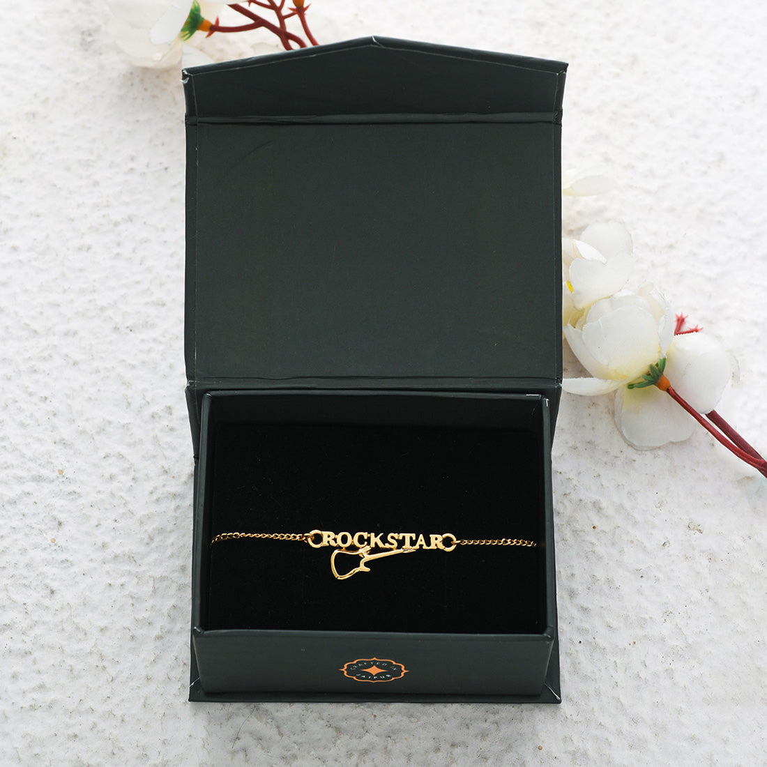 trueBrowns 925 Sterling Silver Rockstar Gold-Polished Gold Micron Plated Bracelet Rakhi