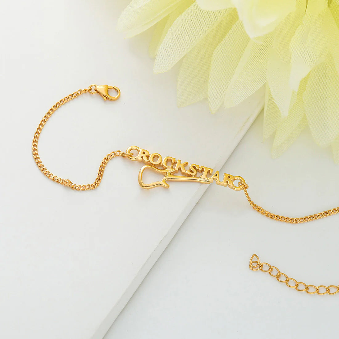 trueBrowns 925 Sterling Silver Rockstar Gold-Polished Gold Micron Plated Bracelet Rakhi