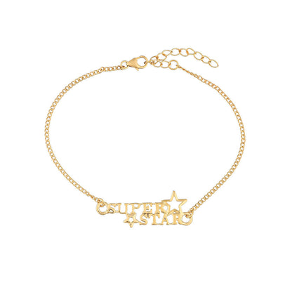 trueBrowns 925 Sterling Silver Gold-Polished Gold Micron Plated Superstar Bracelet Rakhi