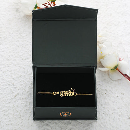 trueBrowns 925 Sterling Silver Gold-Polished Gold Micron Plated Superstar Bracelet Rakhi