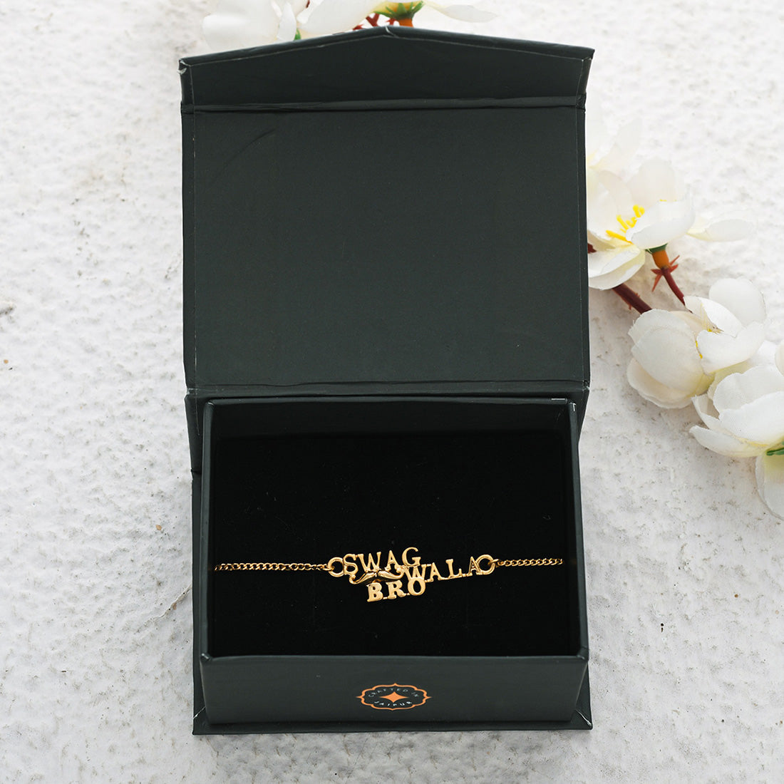 trueBrowns 925 Sterling Silver Gold-Polished Gold Micron Plated Swag Bracelet Rakhi