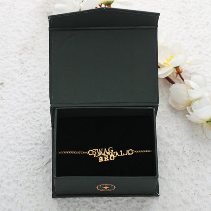 trueBrowns 925 Sterling Silver Gold-Polished Gold Micron Plated Swag Bracelet Rakhi