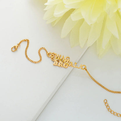 trueBrowns 925 Sterling Silver Gold-Polished Gold Micron Plated Swag Bracelet Rakhi