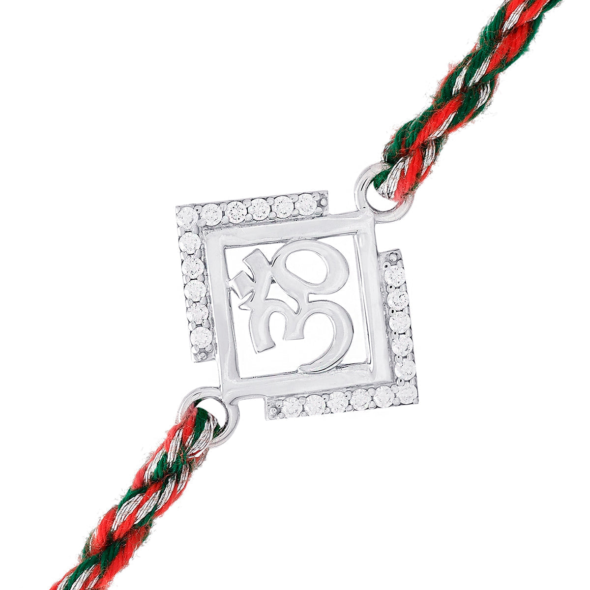 trueBrowns 925 Sterling Silver Precious Om Thread Rakhi