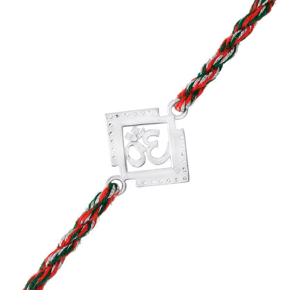 trueBrowns 925 Sterling Silver Precious Om Thread Rakhi
