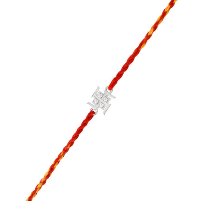 trueBrowns 925 Sterling Silver Precious Swastik Thread Rakhi