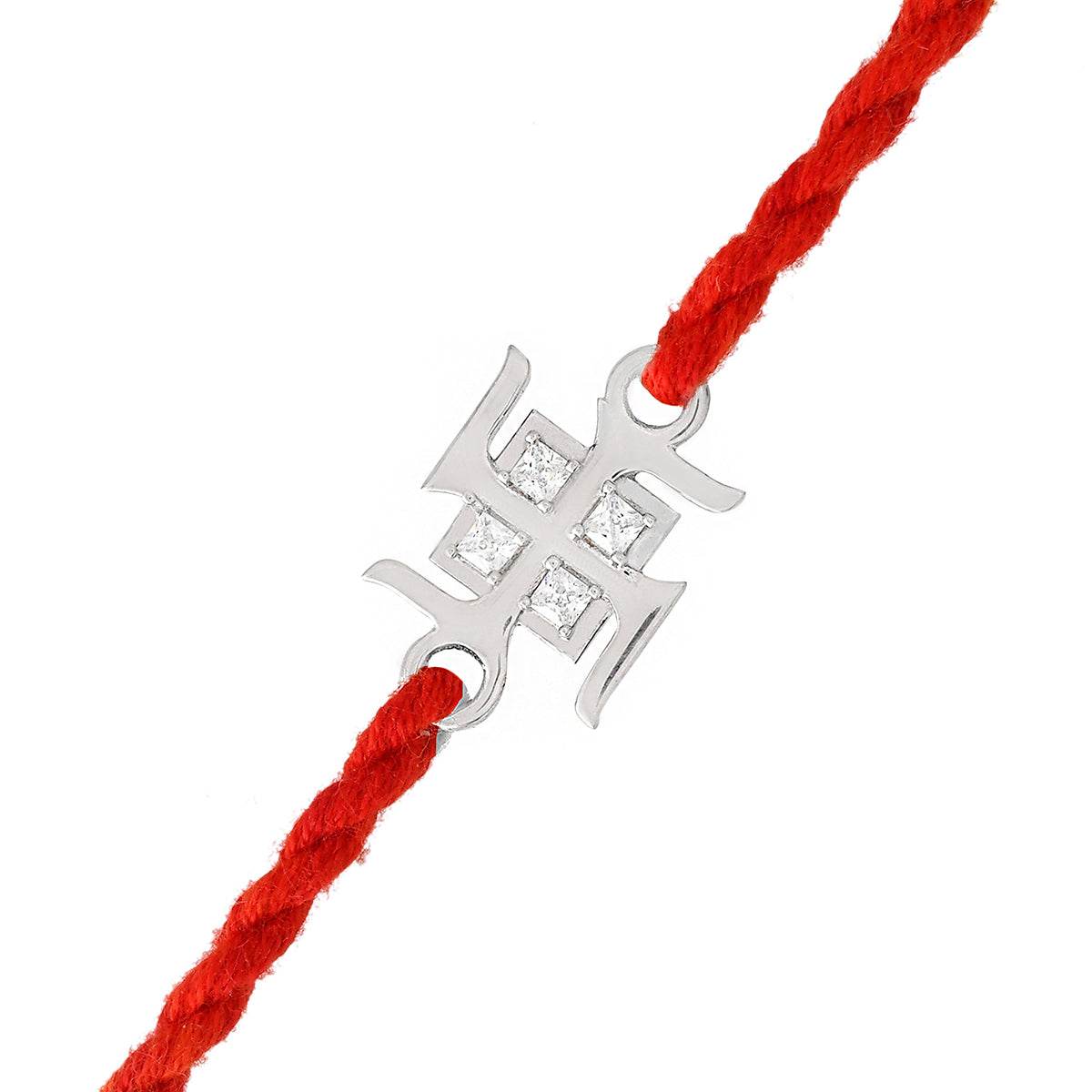 trueBrowns 925 Sterling Silver Precious Swastik Thread Rakhi