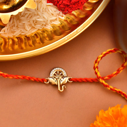 trueBrowns X Voylla 925 Sterling Silver Ganesha Gold-Polished Gold Micron Plated Thread Rakhi