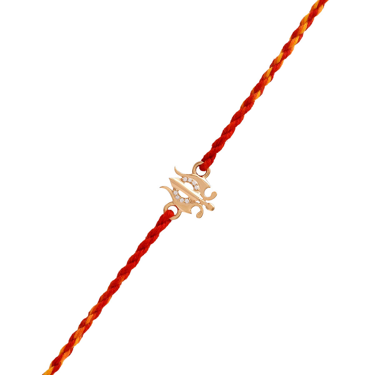 trueBrowns 925 Sterling Silver Gold-Polished Gold Micron Plated Trishul Thread Rakhi