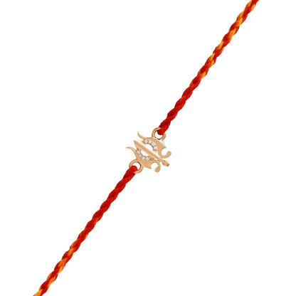 trueBrowns 925 Sterling Silver Gold-Polished Gold Micron Plated Trishul Thread Rakhi