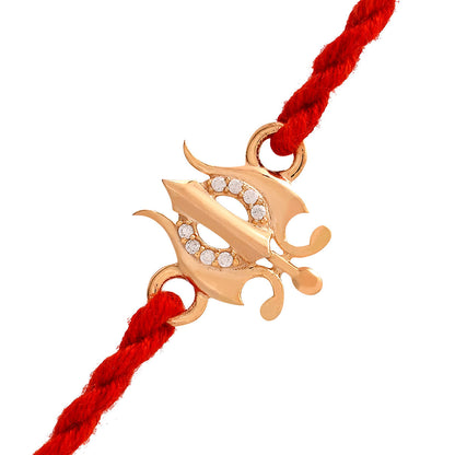 trueBrowns 925 Sterling Silver Gold-Polished Gold Micron Plated Trishul Thread Rakhi