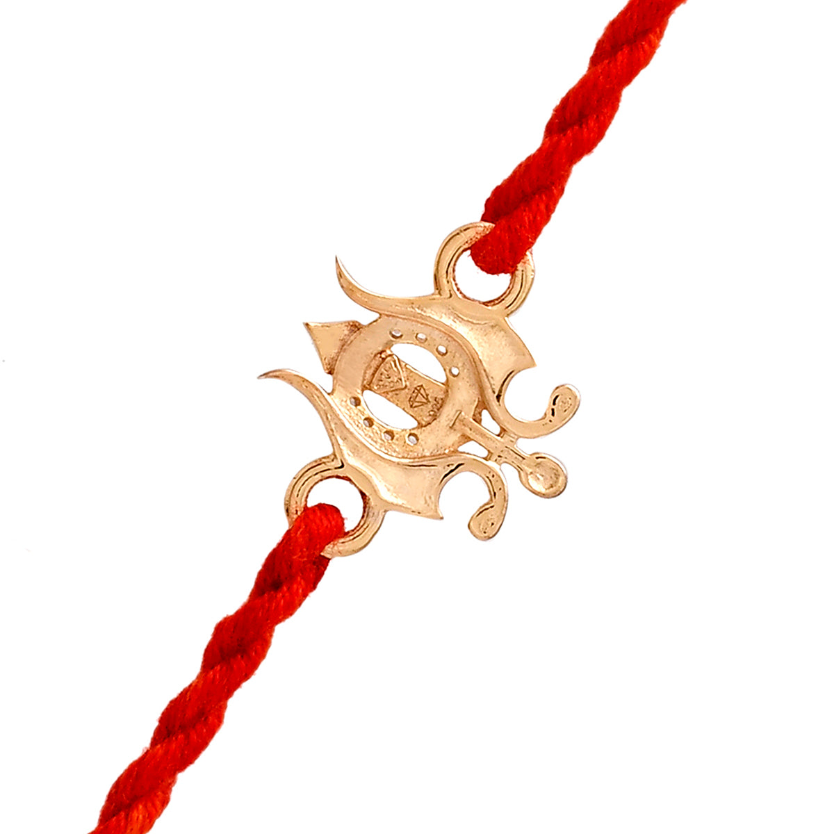 trueBrowns 925 Sterling Silver Gold-Polished Gold Micron Plated Trishul Thread Rakhi