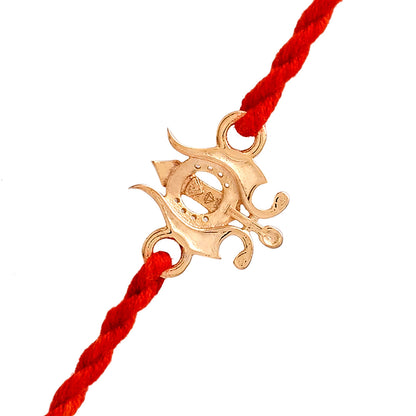 trueBrowns 925 Sterling Silver Gold-Polished Gold Micron Plated Trishul Thread Rakhi