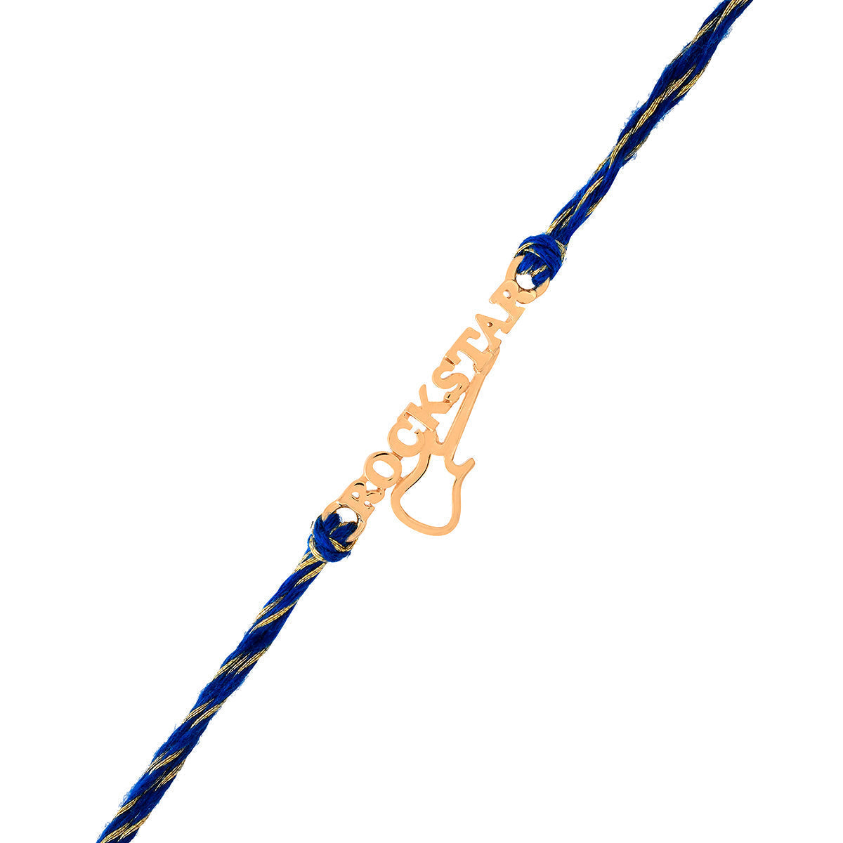 trueBrowns 925 Sterling Silver Rockstar Gold-Polished Gold Micron Plated Thread Rakhi