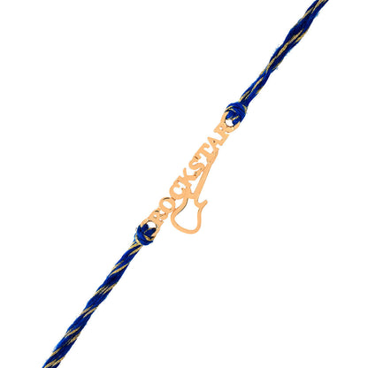 trueBrowns 925 Sterling Silver Rockstar Gold-Polished Gold Micron Plated Thread Rakhi
