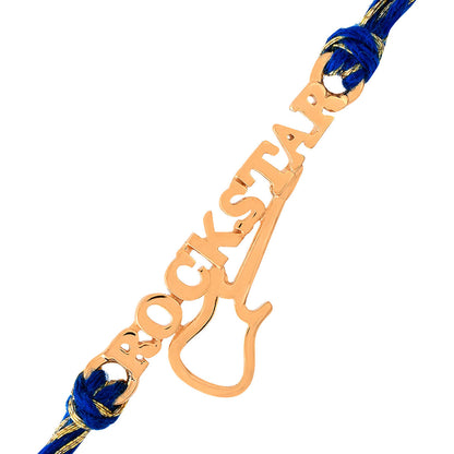 trueBrowns 925 Sterling Silver Rockstar Gold-Polished Gold Micron Plated Thread Rakhi
