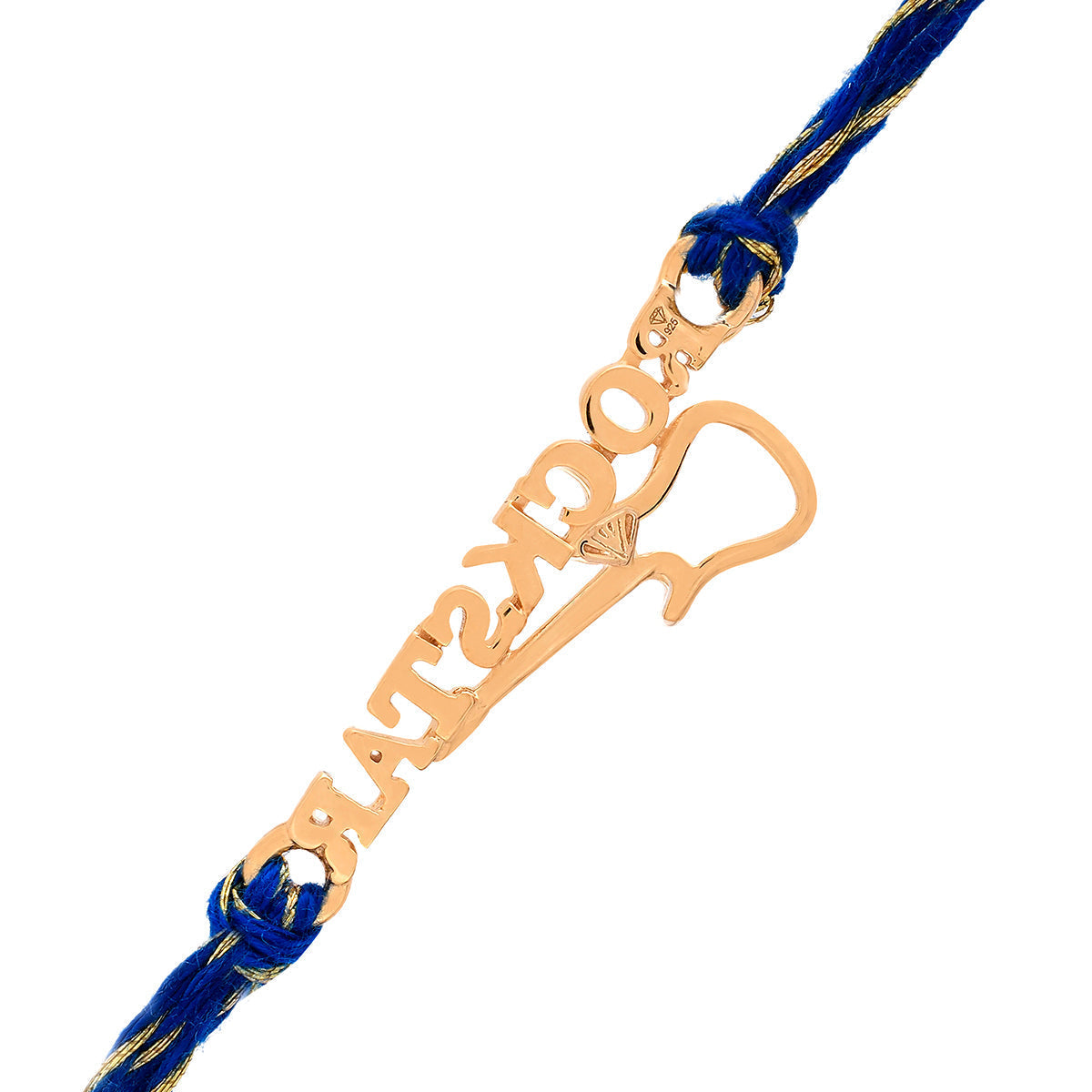 trueBrowns 925 Sterling Silver Rockstar Gold-Polished Gold Micron Plated Thread Rakhi