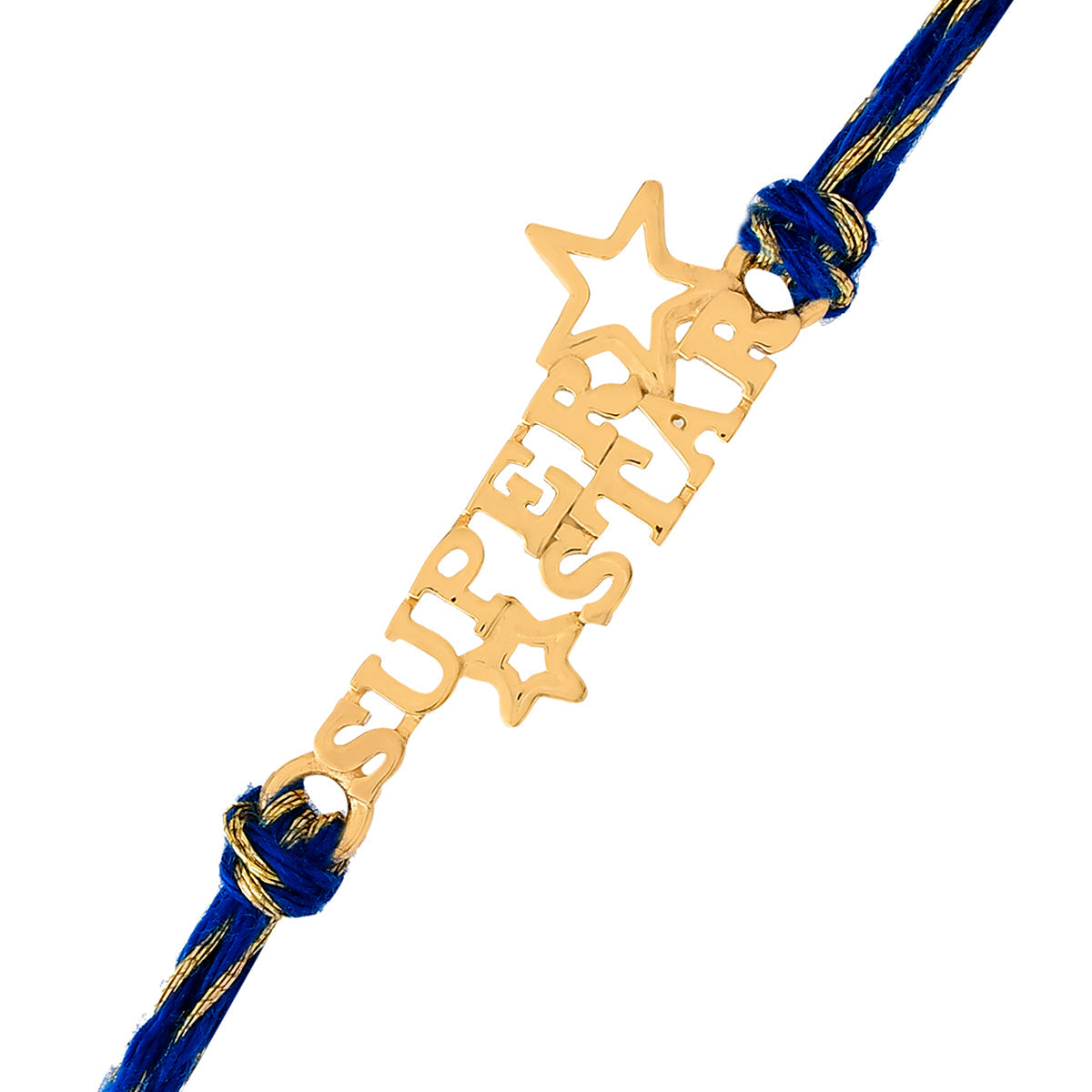 trueBrowns 925 Sterling Silver Gold-Polished Gold Micron Plated Superstar Thread Rakhi