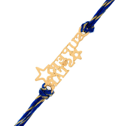 trueBrowns 925 Sterling Silver Gold-Polished Gold Micron Plated Superstar Thread Rakhi