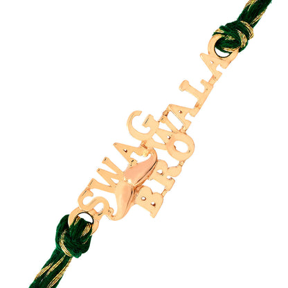 trueBrowns 925 Sterling Silver Gold-Polished Gold Micron Plated Swag Thread Rakhi