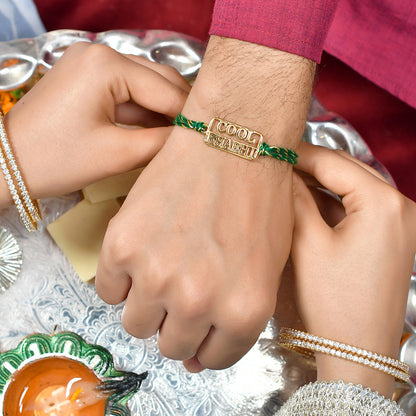 trueBrowns 925 Sterling Silver Cool Bhabhi Gold-Polished Gold Micron Plated Thread Rakhi
