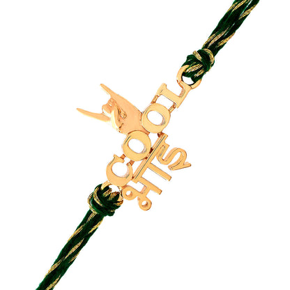 trueBrowns 925 Sterling Silver Classic 'Cool Bhai' Inscription Gold-Polished Gold Micron Plated Thread Rakhi