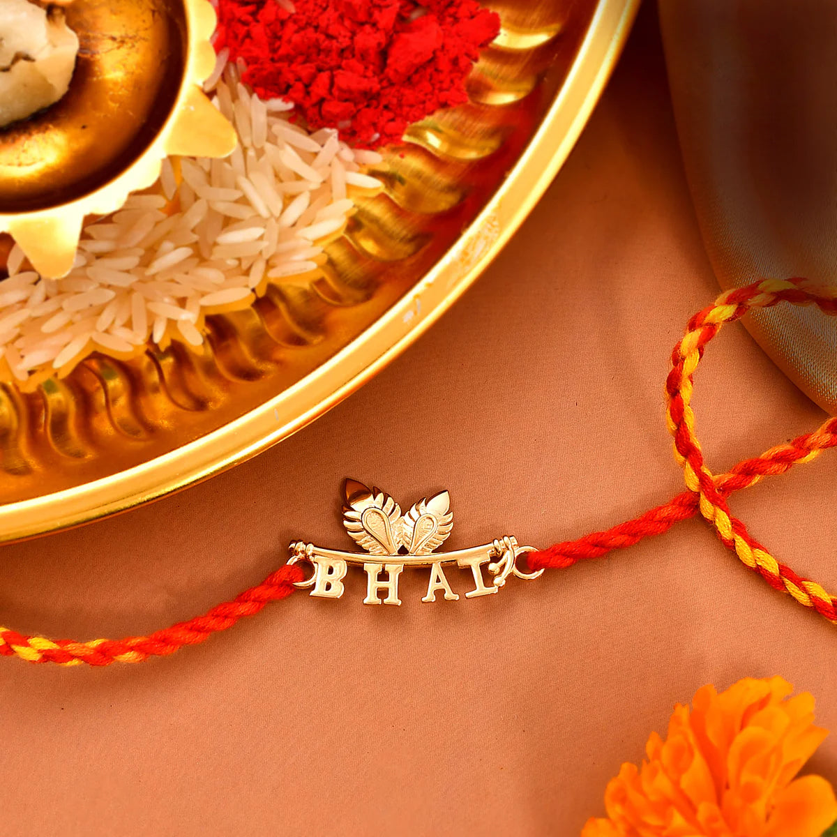 trueBrowns X Voylla 925 Sterling Silver Gold-Polished Gold Micron Plated Bhai Thread Rakhi