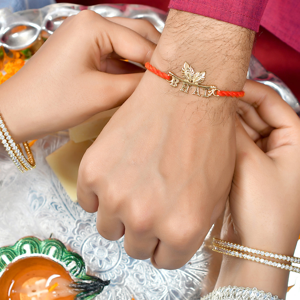 trueBrowns X Voylla 925 Sterling Silver Gold-Polished Gold Micron Plated Bhai Thread Rakhi