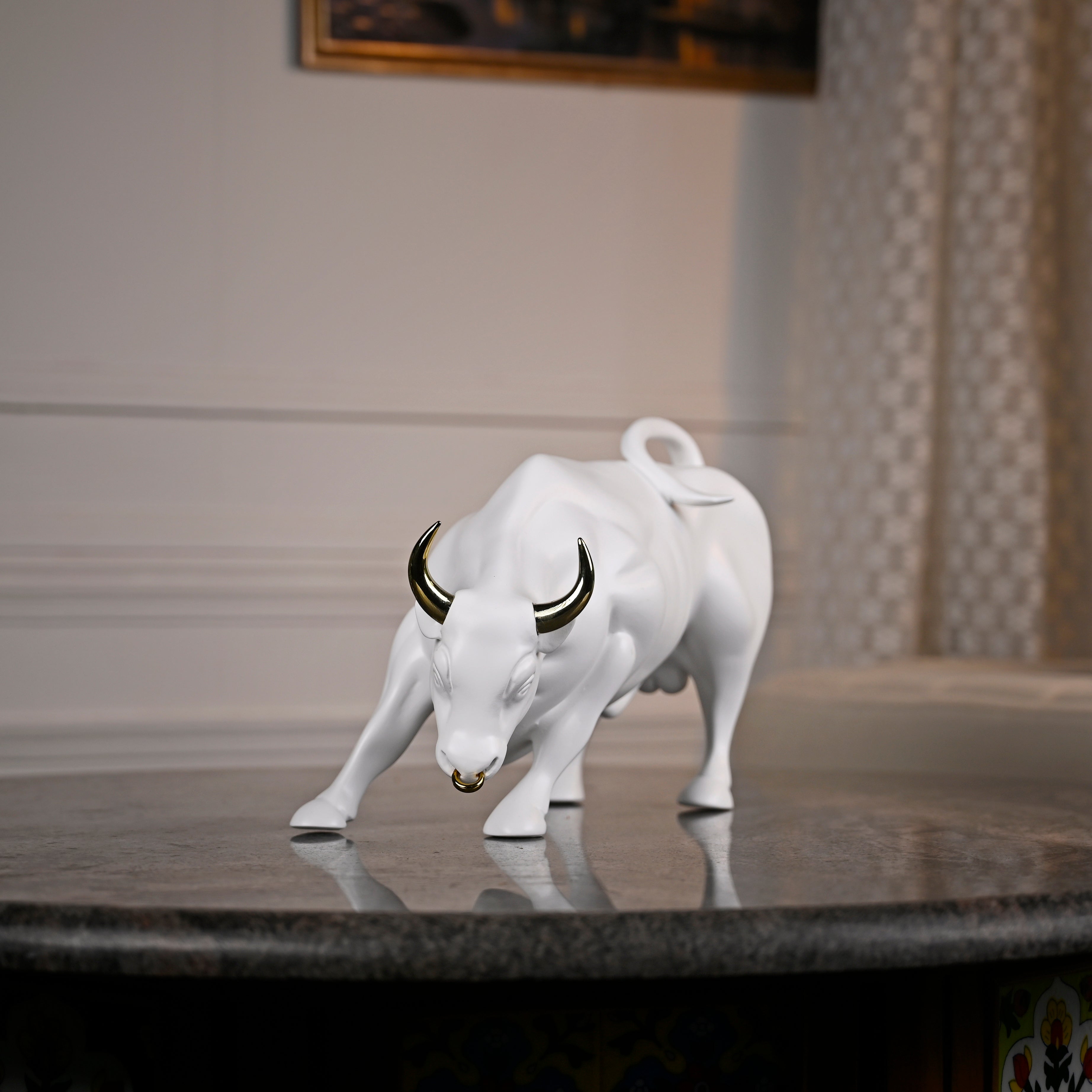 Artarium Abstract Art Charging Bull Figurine Idol