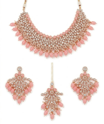 Jewel City Kundan Choker Necklace Set with Earrings & Maang Tikka | Indian Bridal Wedding & Bollywood Festival Jewelry