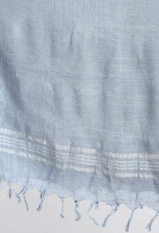 Mominos Fashion Moeza Women's Linen Cotton Silver Border Grey Dupatta