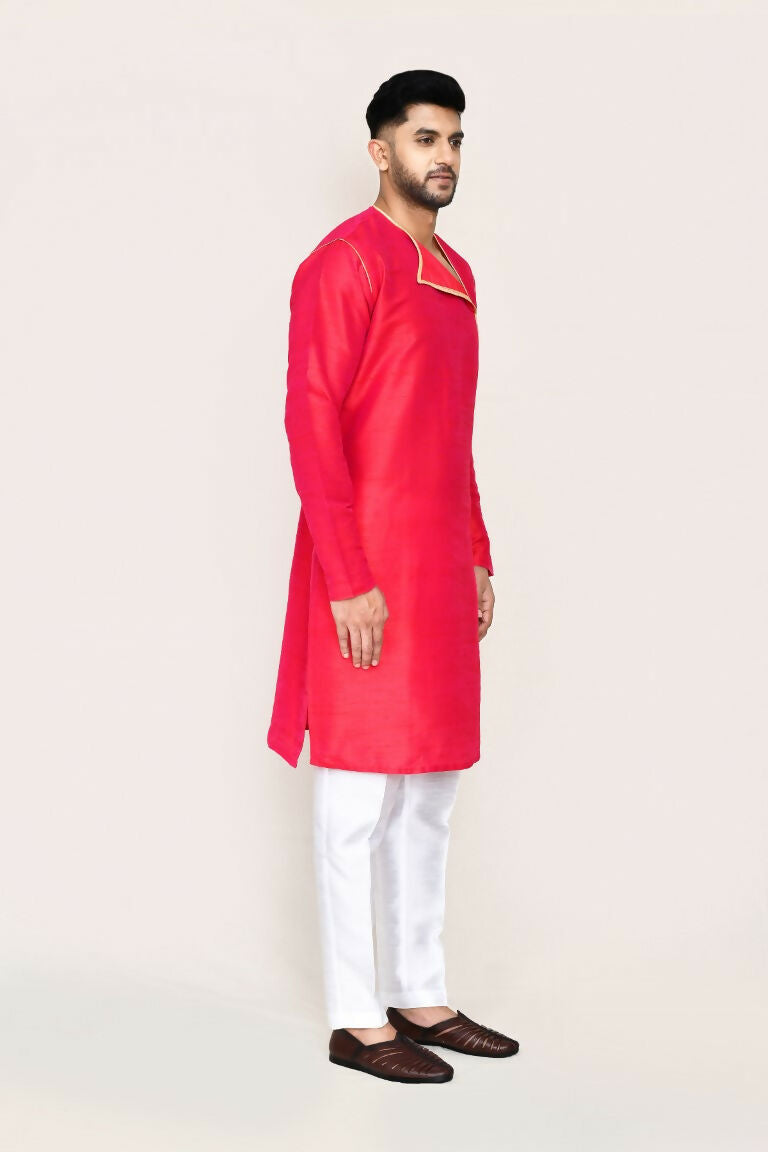 Joban Fashion Pink Colored Art Silk Fabric Kurta With Straight Fit Pant